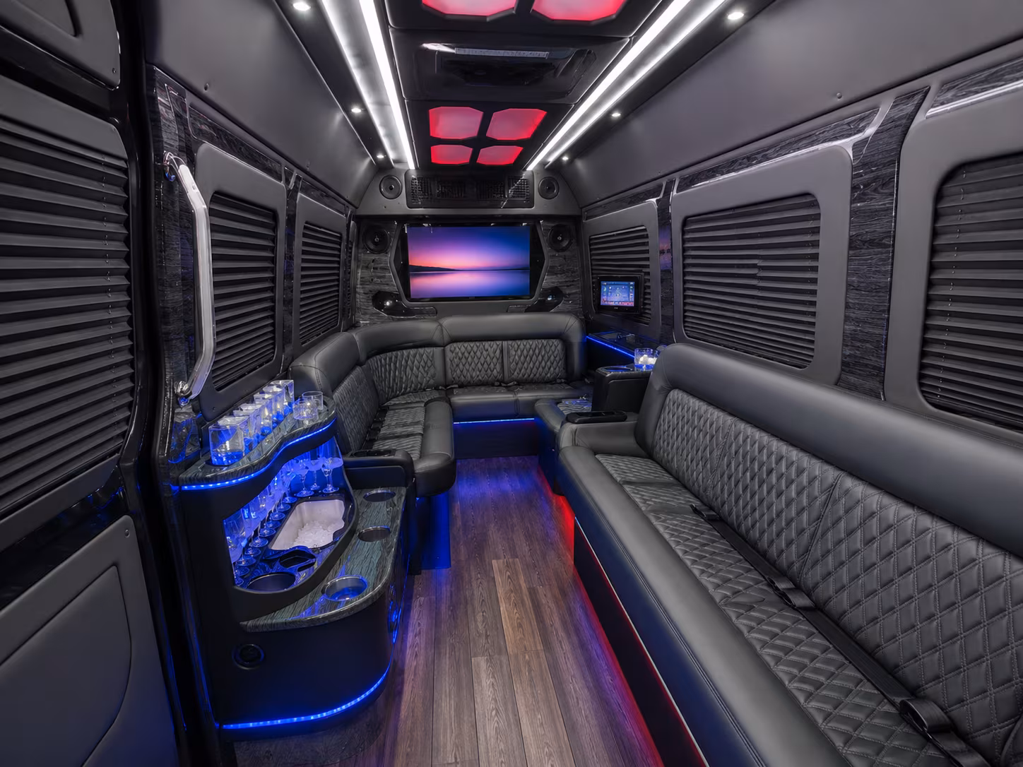 miami beach 20 passenger party bus inside